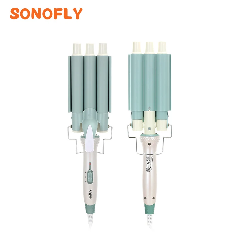 

SONOFLY Ceramic Triple Barrel Hair Curler Professional Electric Curling Iron Fast Heating Woman Hair Waver Styling Tools V-595