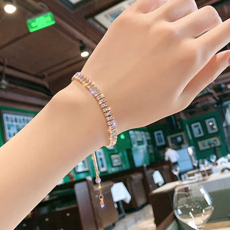

Copper Micro-Set Diamond Bracelet For Woman Gift Electroplating Adjustable 2022 New Full Diamond Zircon Bracelet Banquet Jewelry