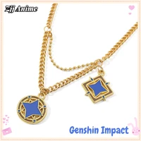 game genshin impact cosplay primogems necklace pendant alloy double layer fashion trend versatile necklace accessories jewelry
