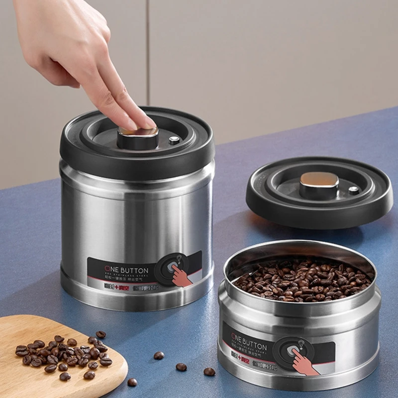 

Tea Airtight Ground Steel Grains For Container Sugar Coffee For Storage Coffee Canister Kitchen The Stainless Coffee Jar