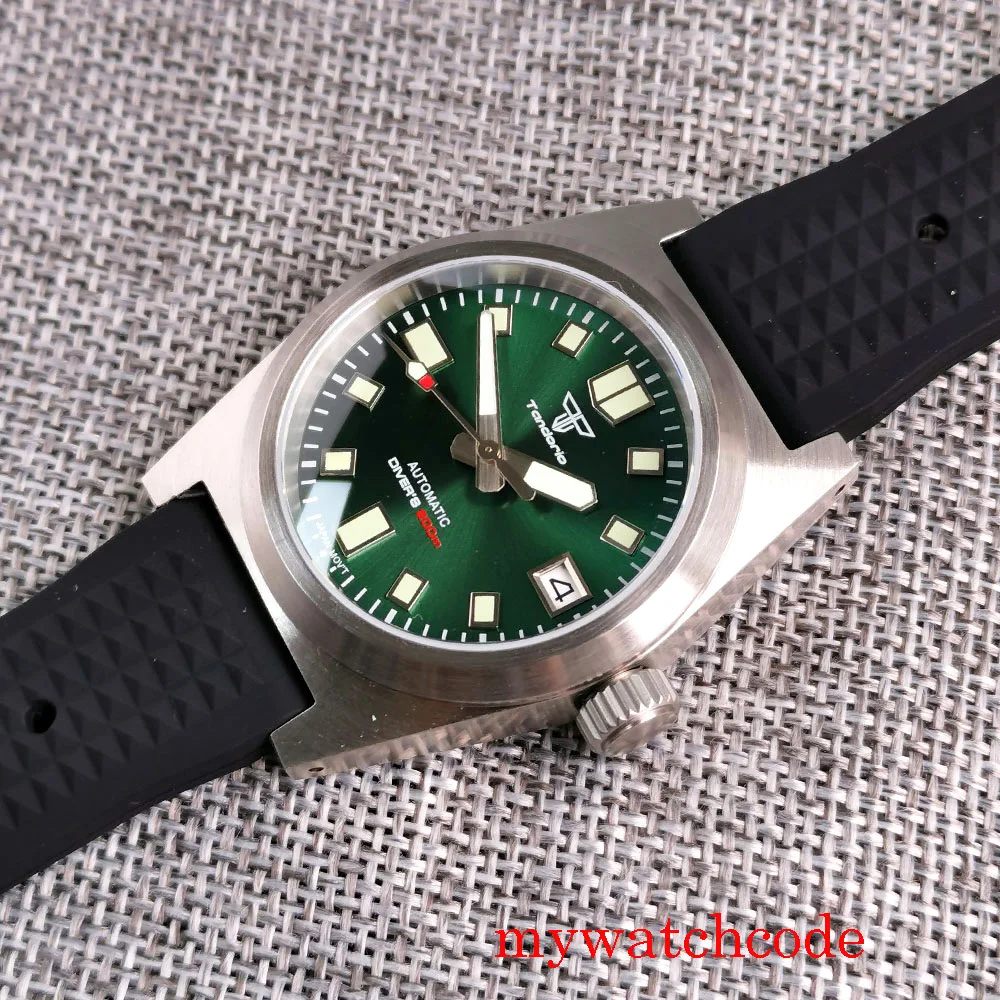 Tandorio 38mm Black Green Blue Sunburst Dial 200M Waterproof PT5000 NH35A Automatic Men Wristwatch AR Sapphire Crystal - купить по