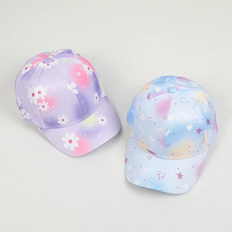 

Toddler Baseball Cap Boys Girls Cotton Tie-dyed Sunhat Colorful Unisex-Kid Sun Protection Breathable Caps Summer Duck Tongue Hat