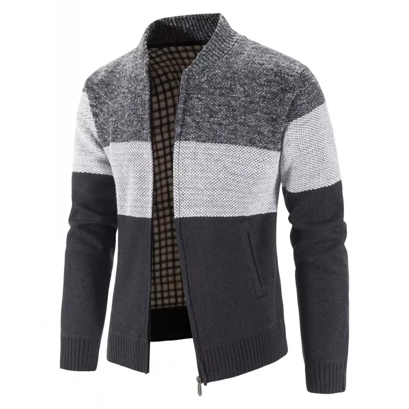 

Free shipping Jackets Cardigans Sweaters Slim FIit Casual Sweatercoats High Quality Men Winter Thicker Warm Stand-up collar Card