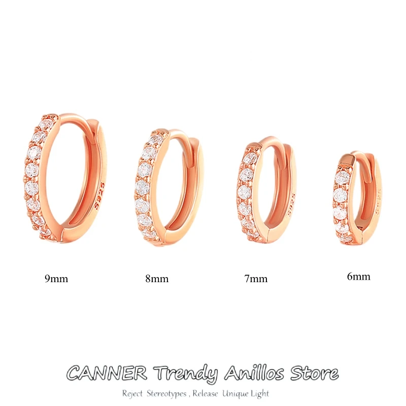 CANNER 925 Sterling Silver Earrings For Women/Men Rose Gold Small Hoop Earrings Ear Bone aros Tiny Ear Nose Ring aretes Jewelry