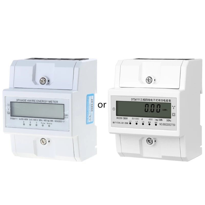 

Electricity Meter 3 Phases 4 Wire Energy Meter DIN Rail Intermediate Meter for Power Measure System 3x 220V/380V 5(100A)