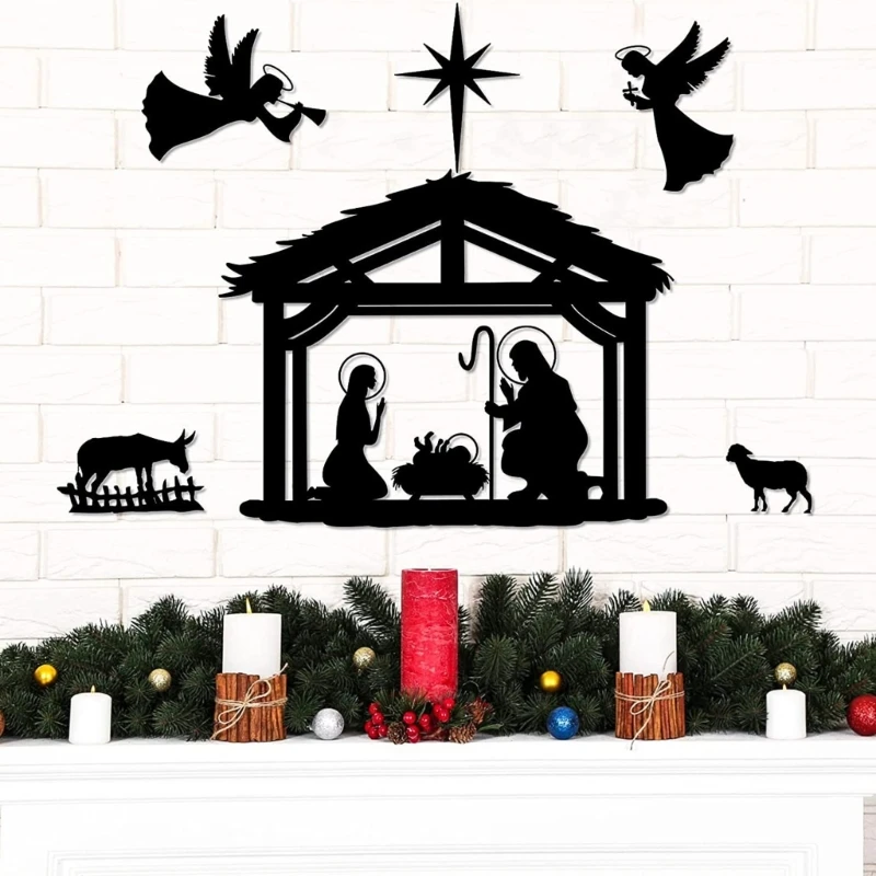 

Рождественский металлический декор на стену в виде рождественского дня Рождества, Иисус, декоративное священное украшение для католическо...
