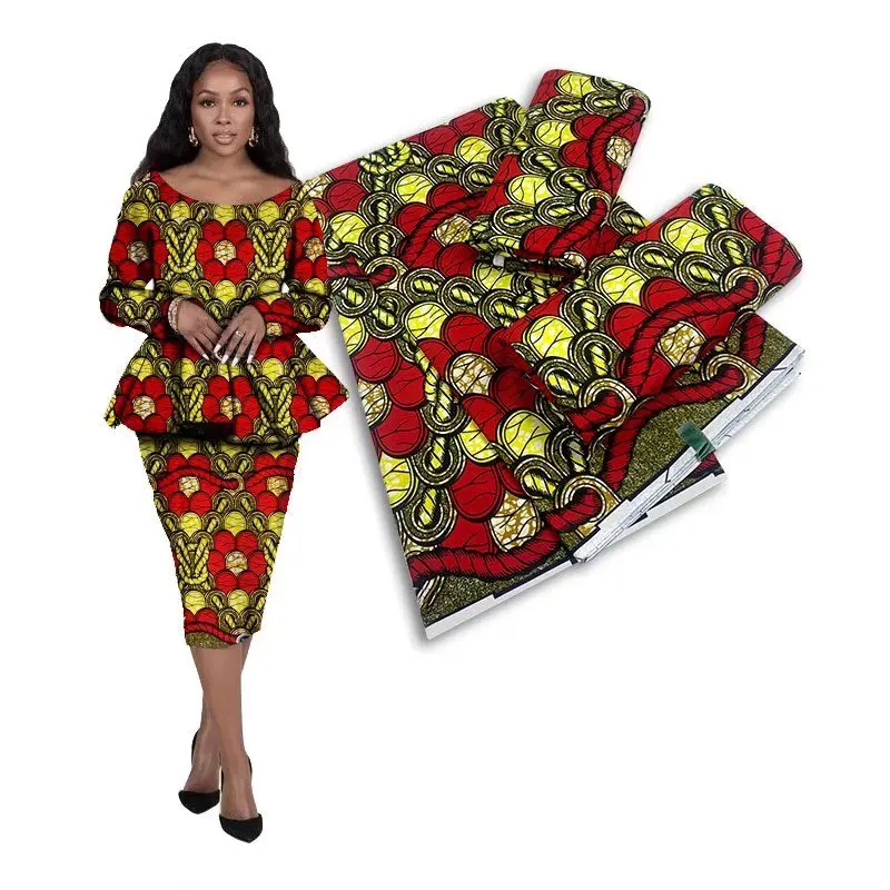 

6 Yards 100% Cotton Original Ankara African Fabric Tissu Africain Robe Dutch African Loincloth Super Real Wax Print Fabric