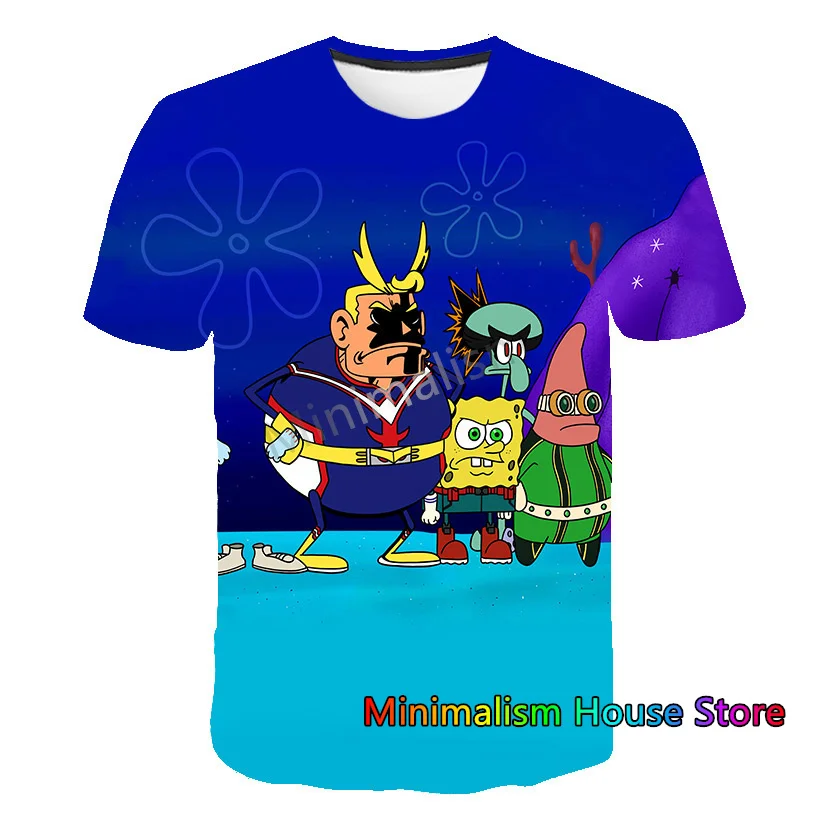 Новинка 2024 мужская футболка с рисунком аниме Губка Боб Квадратные штаны круглым