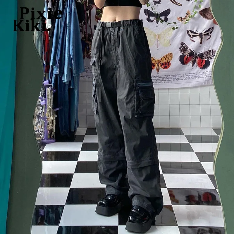 PixieKiki винтажные гранж мешковатые джинсы женские брюки карго Y2k уличная одежда