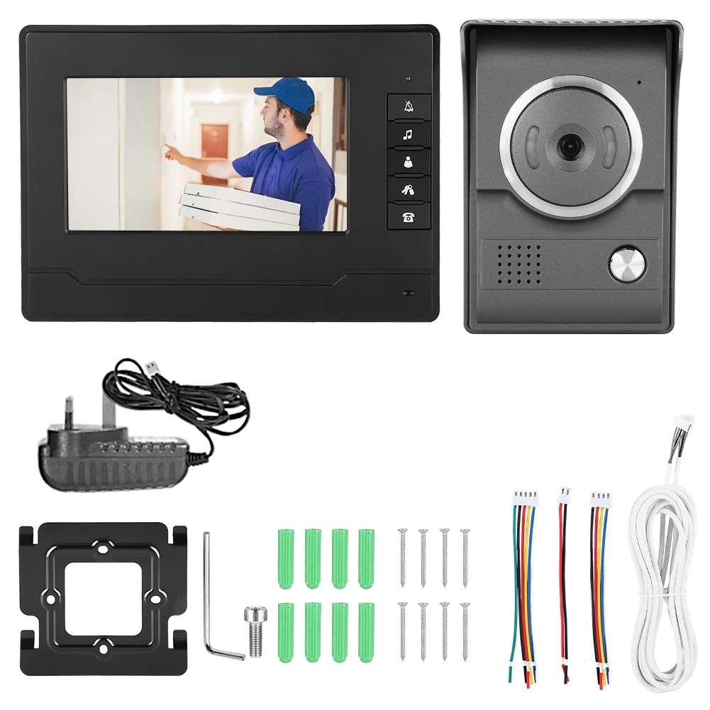 

Видеодомофон TFT/LCD HD, Водонепроницаемый проводной дверной звонок, инфракрасное ночное видение, 7 дюймов