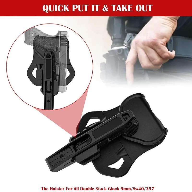 

Тактическая Военная кобура для пистолета, скрытая левая и правая кобура для пистолета для всех двойных стеков Glock 9 мм/SW40/357, аксессуары для страйкбола