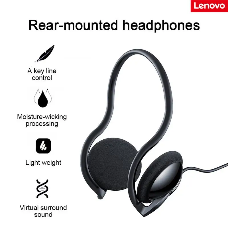 

Lenovo P510+ Wired Neckband Headphones 3.5 mm Noise Cancelling Hi-Fi Stereo Sound Gaming Headset for PC Desktop Computer