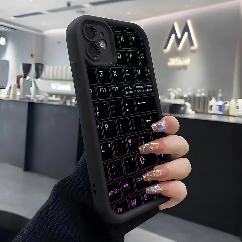 Фото Чехол-клавиатура для iPhone Air 17 Pro Max 16 E 15 14 Pro Max 13 12 11 Mini Plus, мягкий силиконовый, черный №5