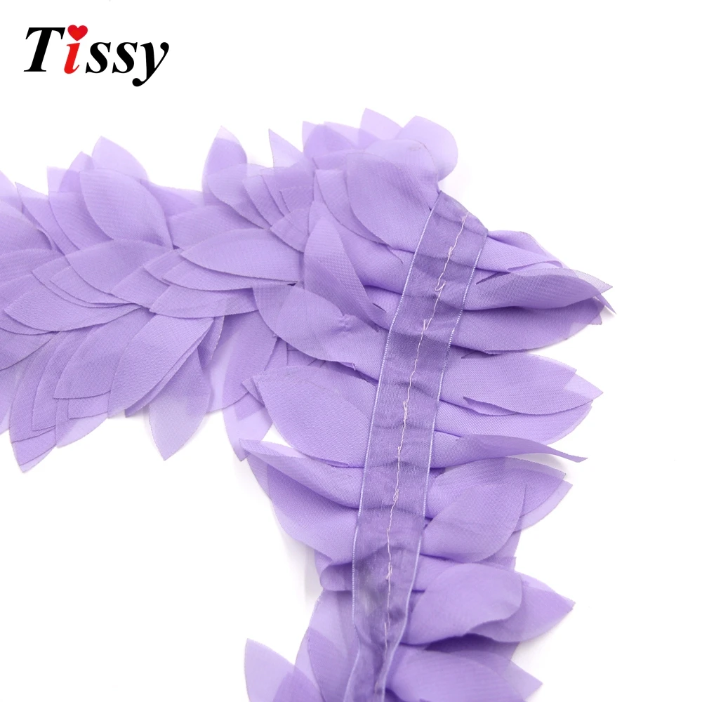 1 ярд кружевной цветок шифон Цветы Листья отделка кружевная ткань лента DIY