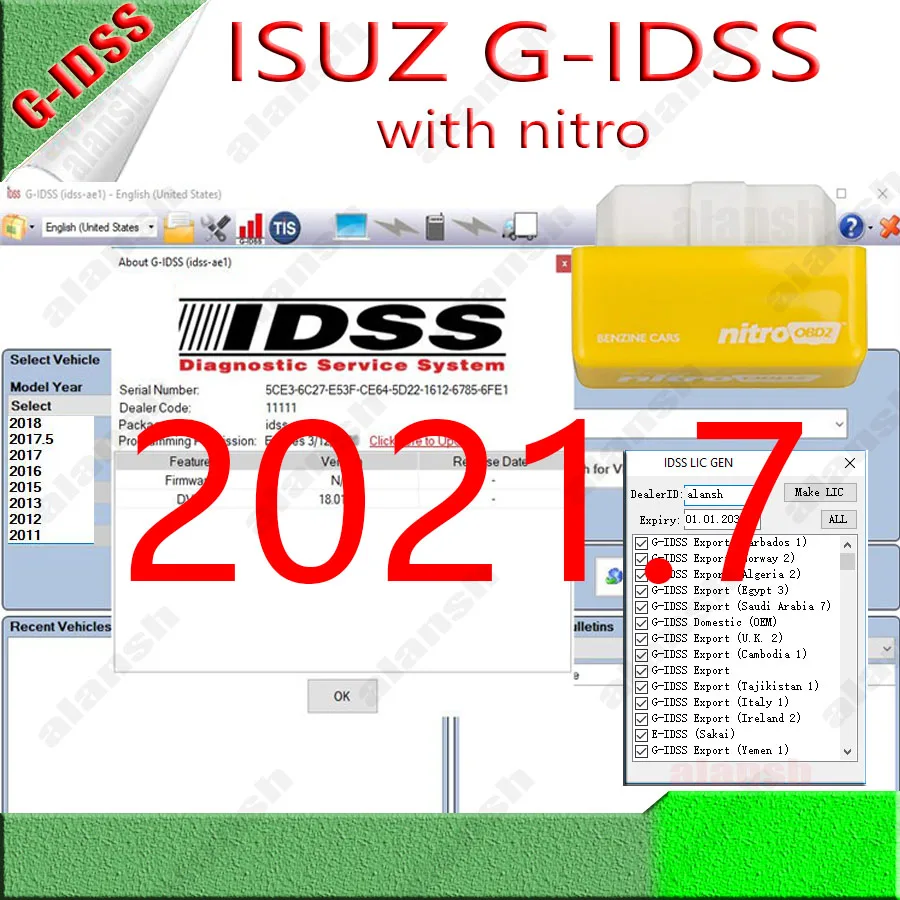 Диагностический сканер для грузовиков Isuzu IDSS 2021 коммерческих автомобилей |