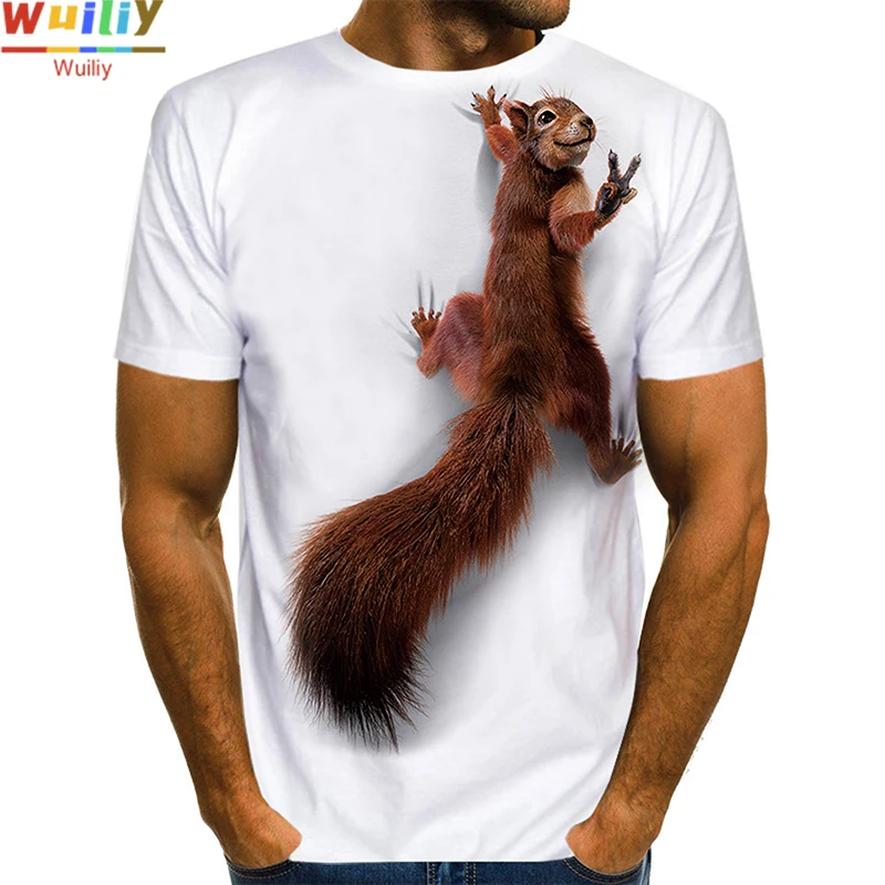 

Summer Men's Squirrel T Shirt 3D Print Shirt Animal Graphic Tees Lovely Pattern Tops Men Cute Puppy Face Tee Funny Pet T-shirt