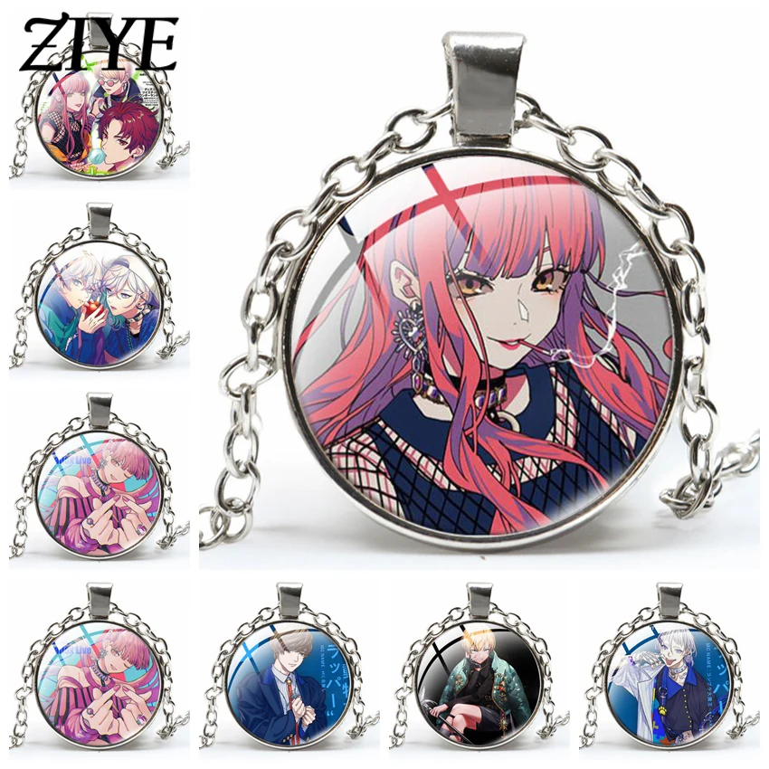 

25MM Anime Paradox Live Necklace Round Shaped Glass Pendant Necklace Silver Plated Color Alloy Necklace Accessories Jewelry Gift
