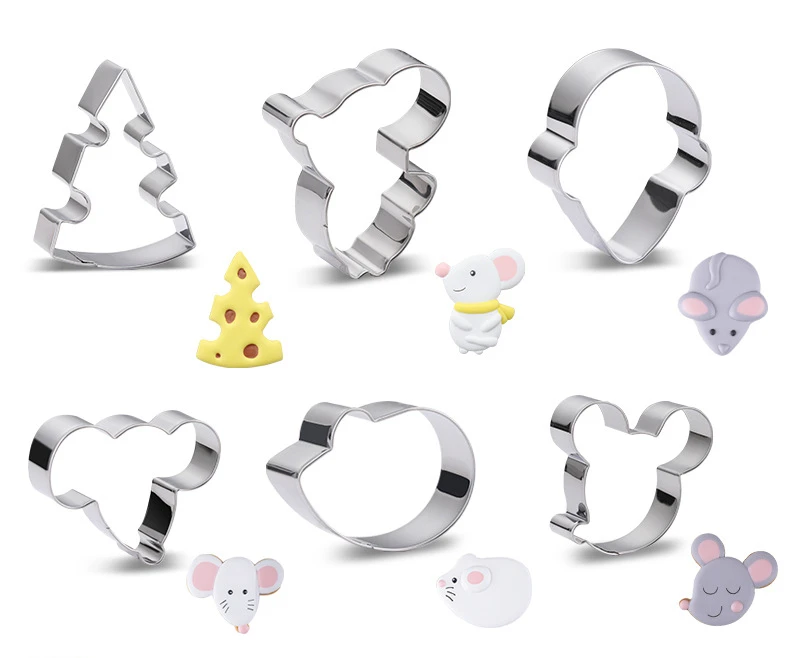 

Cartoon mouse cookie mold stainless steel mold steamed bread rice ball chocolate cake mold frosting fondant baking utensils