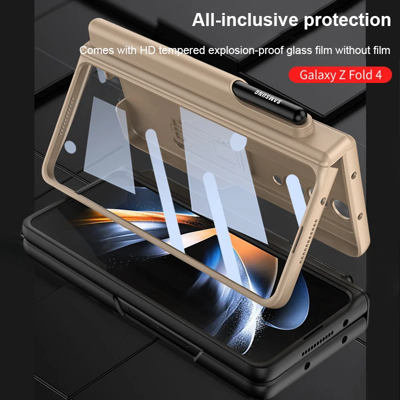 

Business Magnetic Foldable Protective Cases For Samsung Galaxy Z Fold 4 Shockproof Ultra Thin Hinge Phone Case With Pen Slot