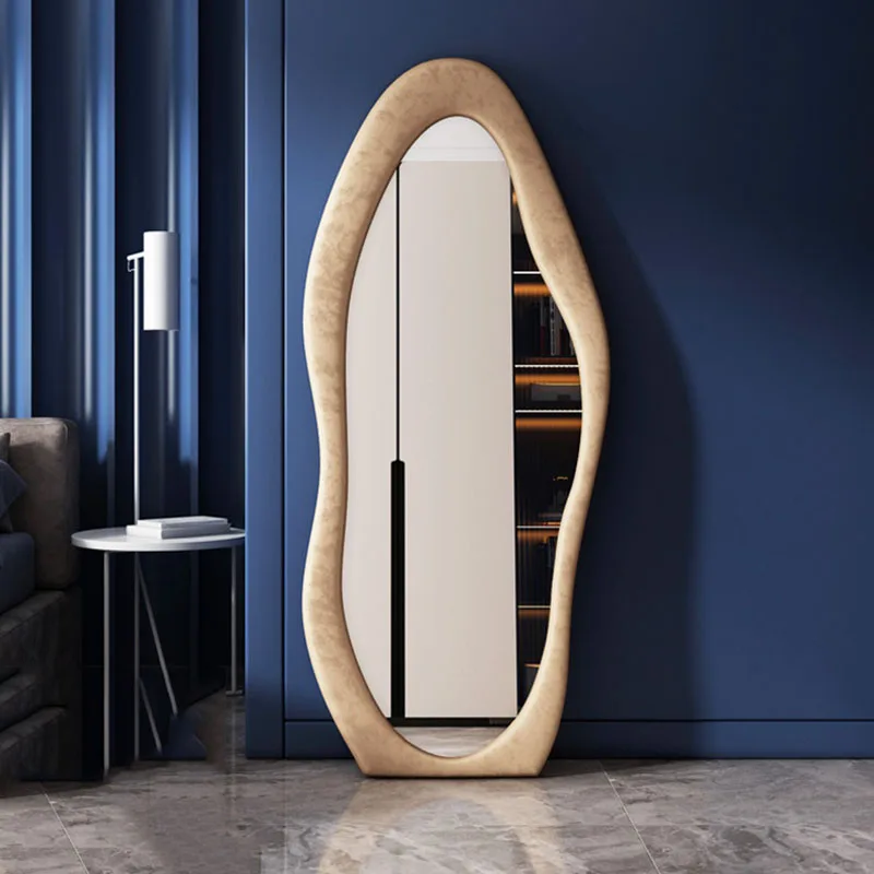 

Design Art Mirror Floor Irregular Big Size Irregular Full-body Mirror Dressing Vintage Stand Espejo Cuerpo Entero Room Decor