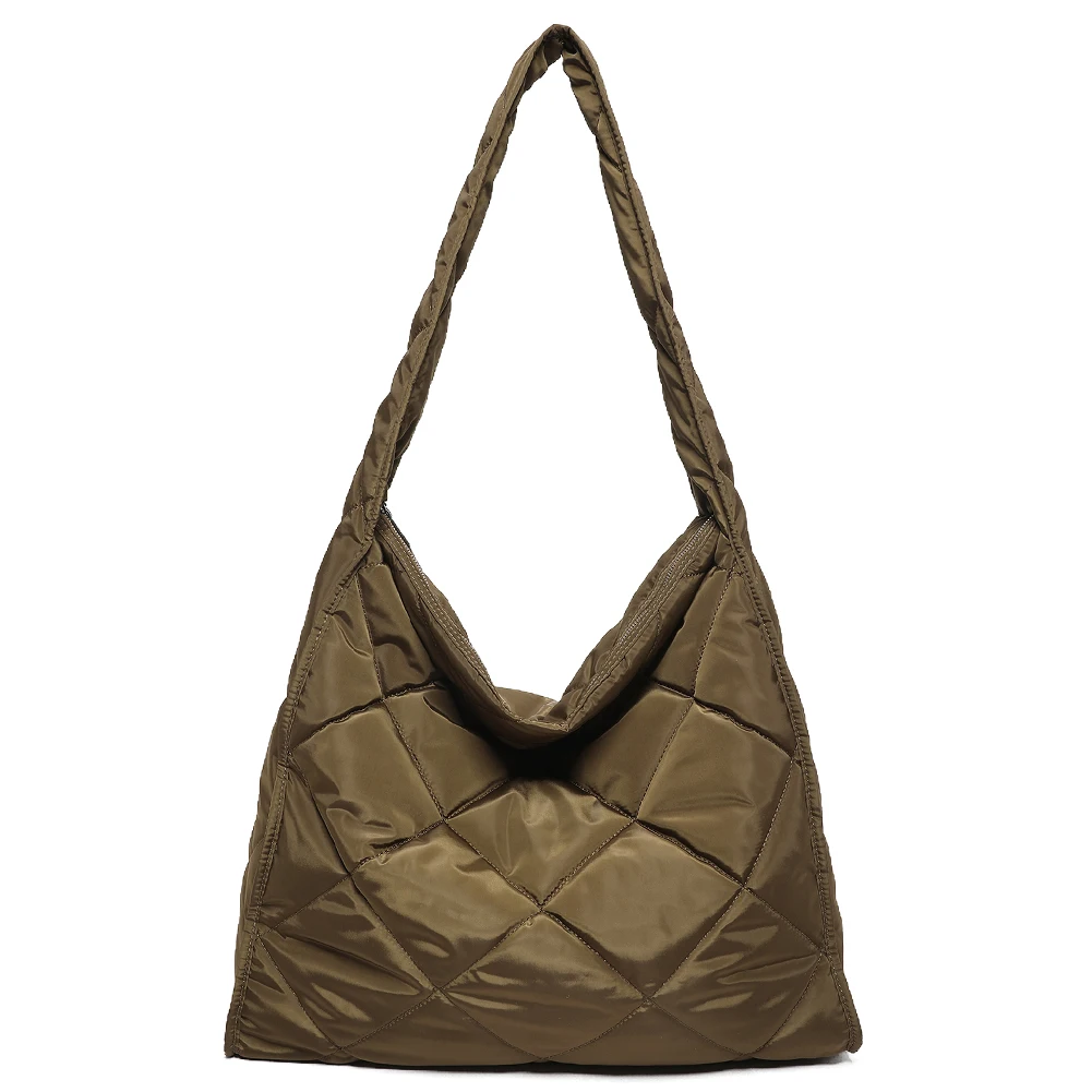 Женская Хлопковая Повседневная Большая Сумка С Ромбовидным Решетчатым Узором.