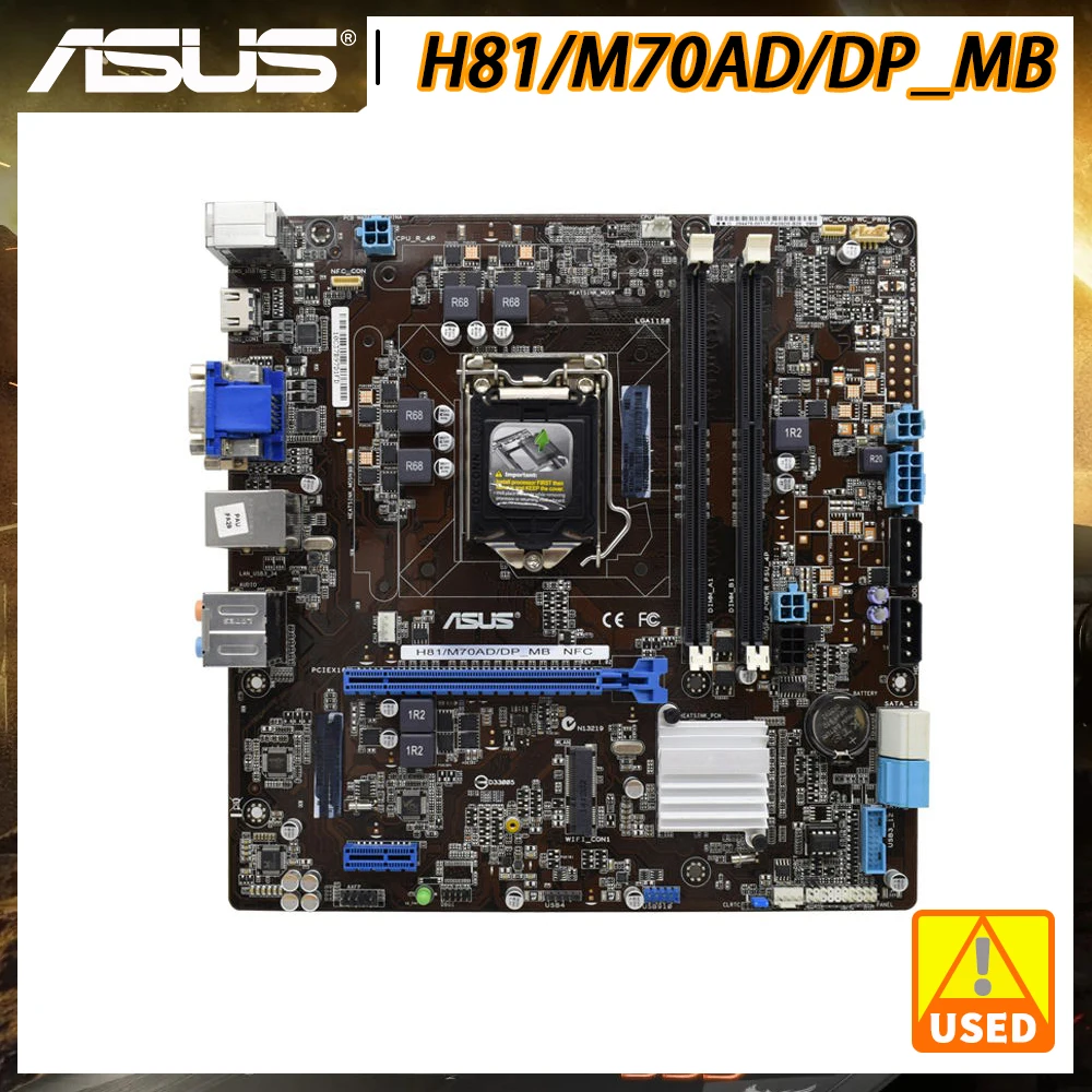 

ASUS H81 M70AD DP_MB Motherboard 1150 Motherboard DDR3 RAM Memory Intel H81 M70AD HDMI DVI USB2.0 SATA2 PCI-E X16 Slot