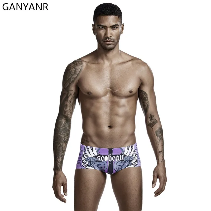 

GANYANR Men Swim Brief Swimwear Swimming Trunks Beach Shorts Swimsuit Sunga Sexy Boardshorts boxer quick dry surf wear bathing