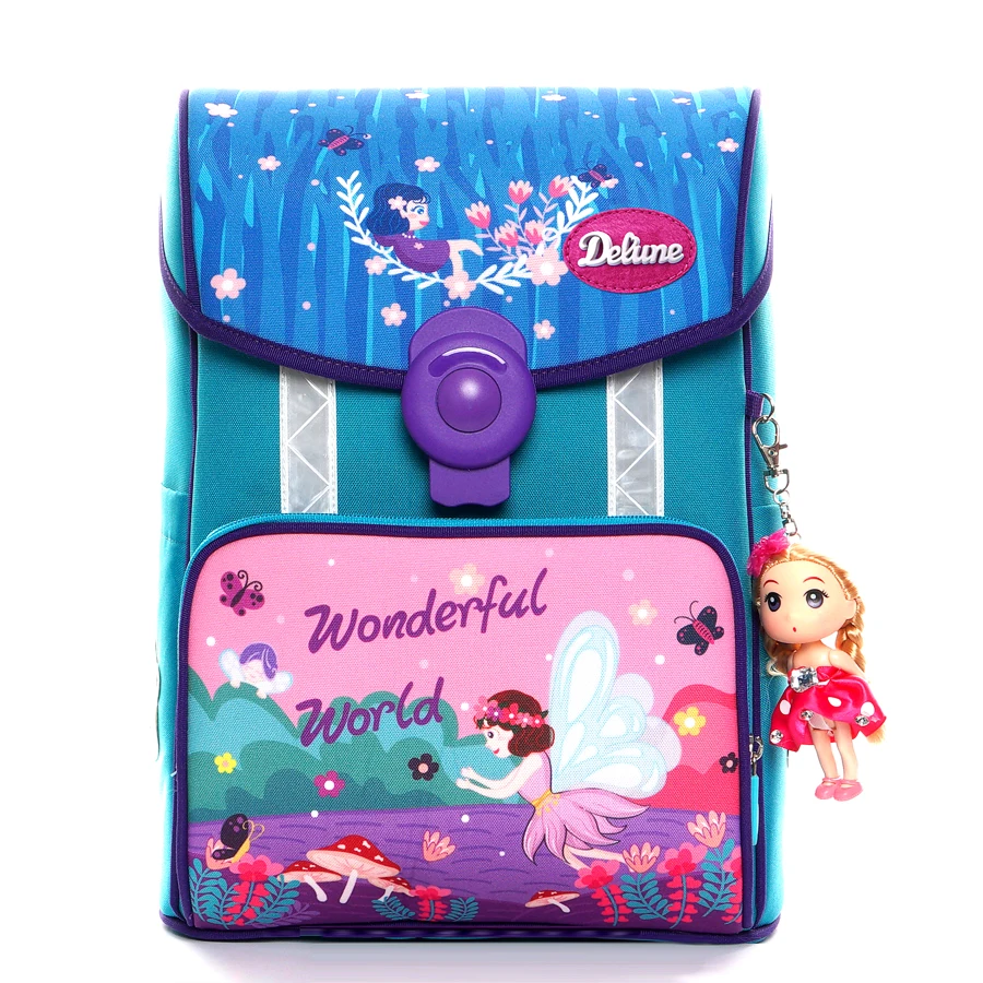 Детские брендовые портфели для начальной школы для девочек, ортопедический школьный ранец с 3D рисунком для учеников, мультяшный рюкзак для ...