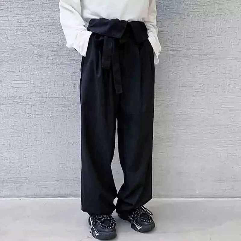 Men's Suit Straight Pants Spring And Autumn New Fashion Fashion Personality Waist Design Neutral Minimalist Casual Pants