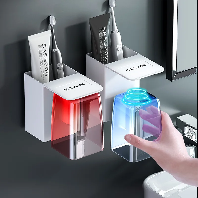 

Wall-mounted Toothbrush Holder Set Magnetic Suction Mouthwash Cup Toothbrush Holder Bathroom Wash Multifunctional Cup Shelf