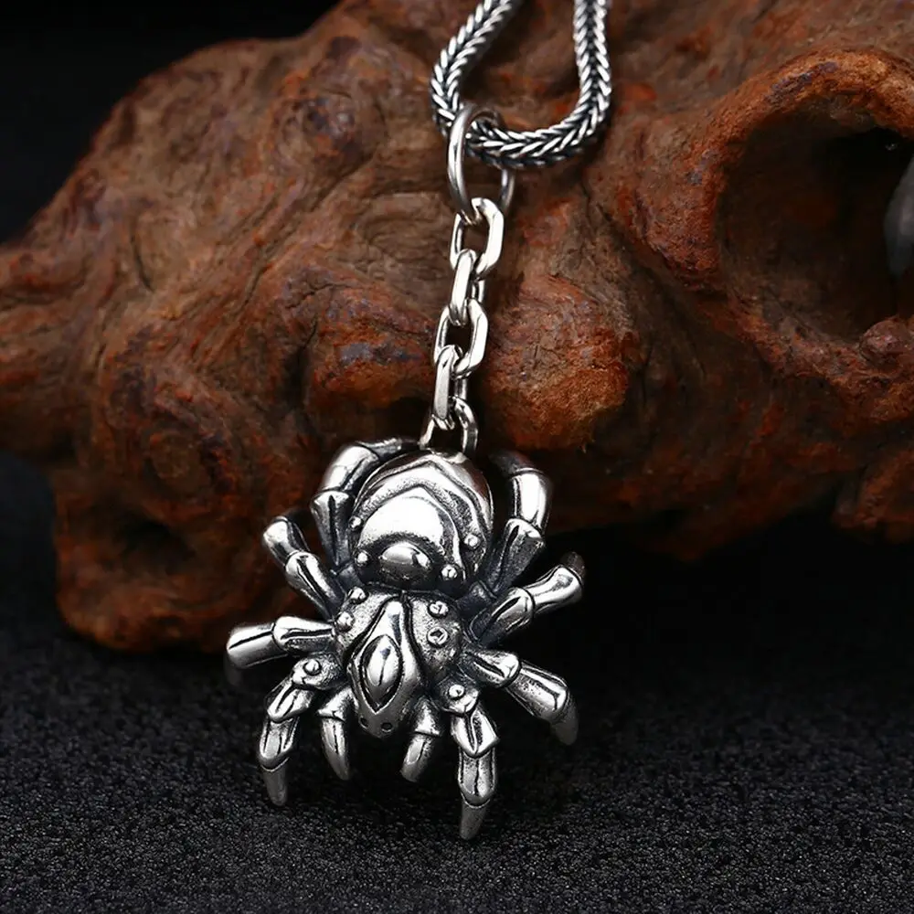 

Кулон из чистого серебра S925 пробы для мужчин и женщин, мужской подвеска-паук, 12 г