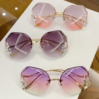 diamond sunglasses women decorative glasses luxury 2022 trend female oversized vogue rimless crystal photochromic girl eyewear
