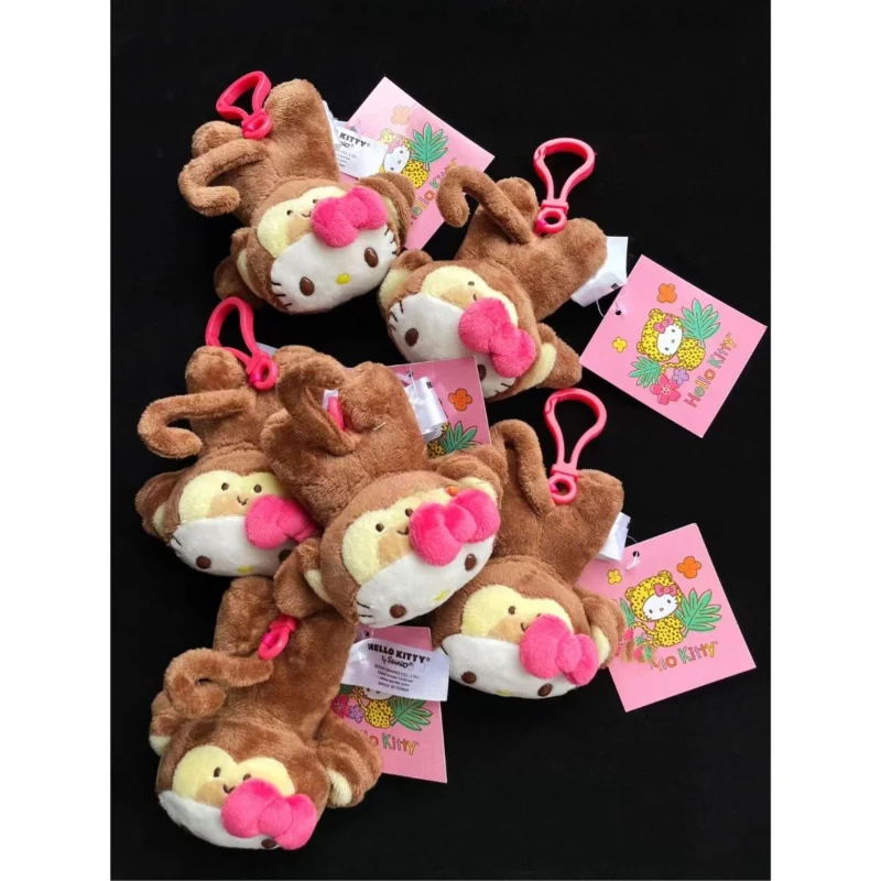 

Sanrio, животное, Spoof Hello Kitty, ручная подставка, Маленькая обезьяна, плюшевая подвеска, игрушка, брелок, кавайная забавная кукла, искусственный подарок