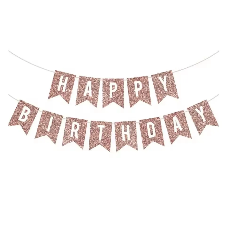 

Золотой розовый баннер "С днем рождения"