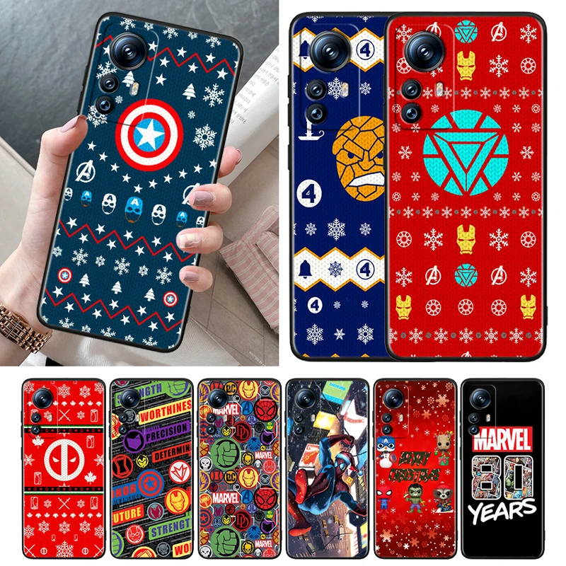 

Marvel Christmas Cartoon Case For Xiaomi 12T 12S 12 11 Ultra 11T 10T 9T Note10 Pro Lite 5G Soft TPU Black Phone Cover Shell Capa