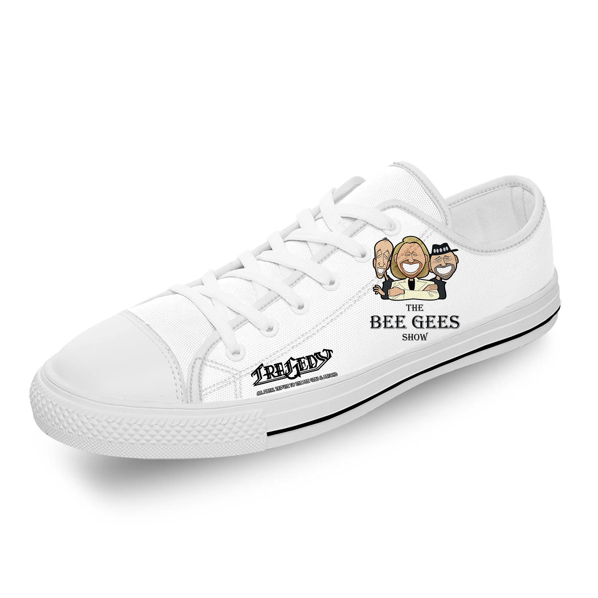 

Rock Band Gees Hot Bee Cool White Cloth Fashion 3D Print Low Top Canvas Shoes Men Women Lightweight Breathable Sneakers