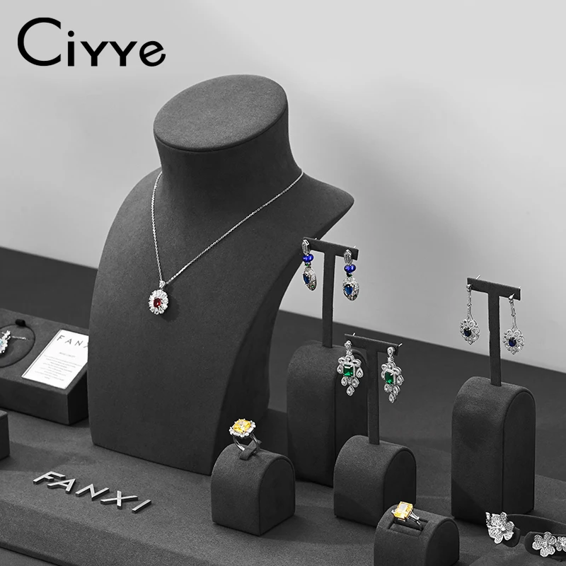 

Ciyye Grey Portrait Jewelry Display Stand Props Earrings Ring Necklaces Bracelets Jewelry Display Set Window Show Props Hot Sale