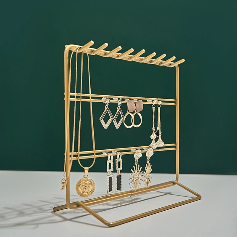 

Metal Jewelry storage rack Holder Stand shelf for Hanging Earrings Necklace rings