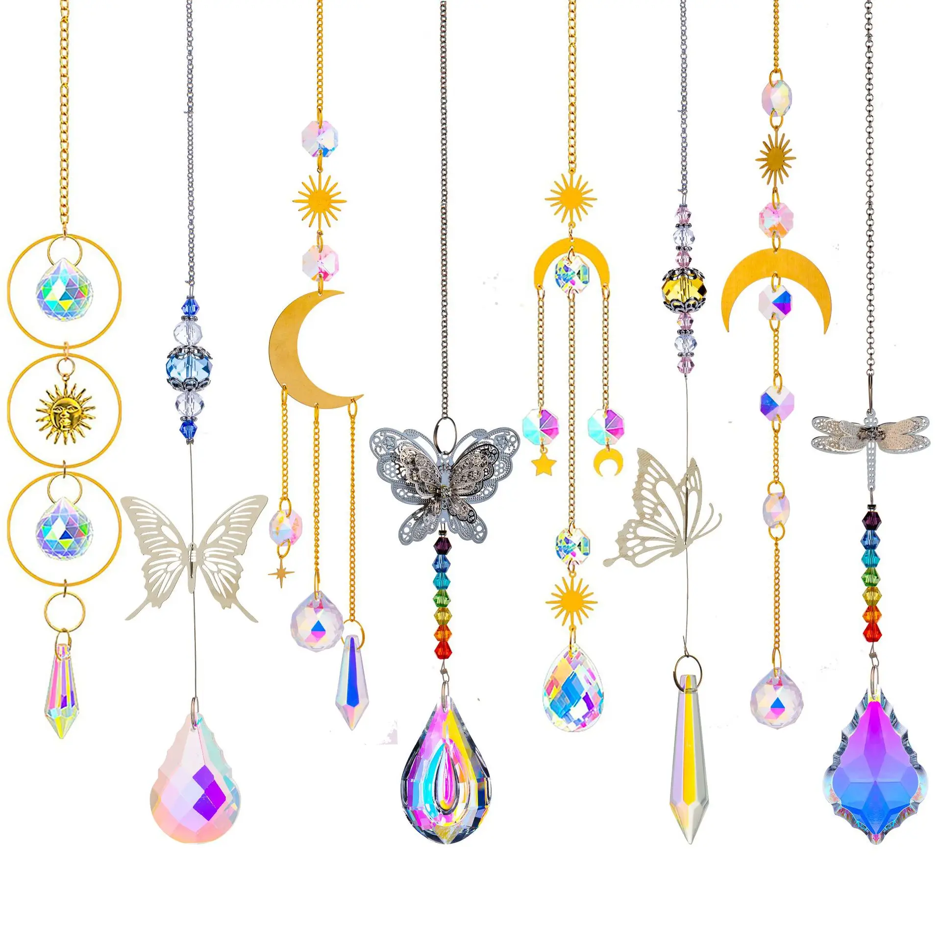 

Suncatcher Crystal Wind Chime Star Moon Butterfly Sun Catchers Rainbow Prism Glass Ball Light Maker Hanging Window Decoration