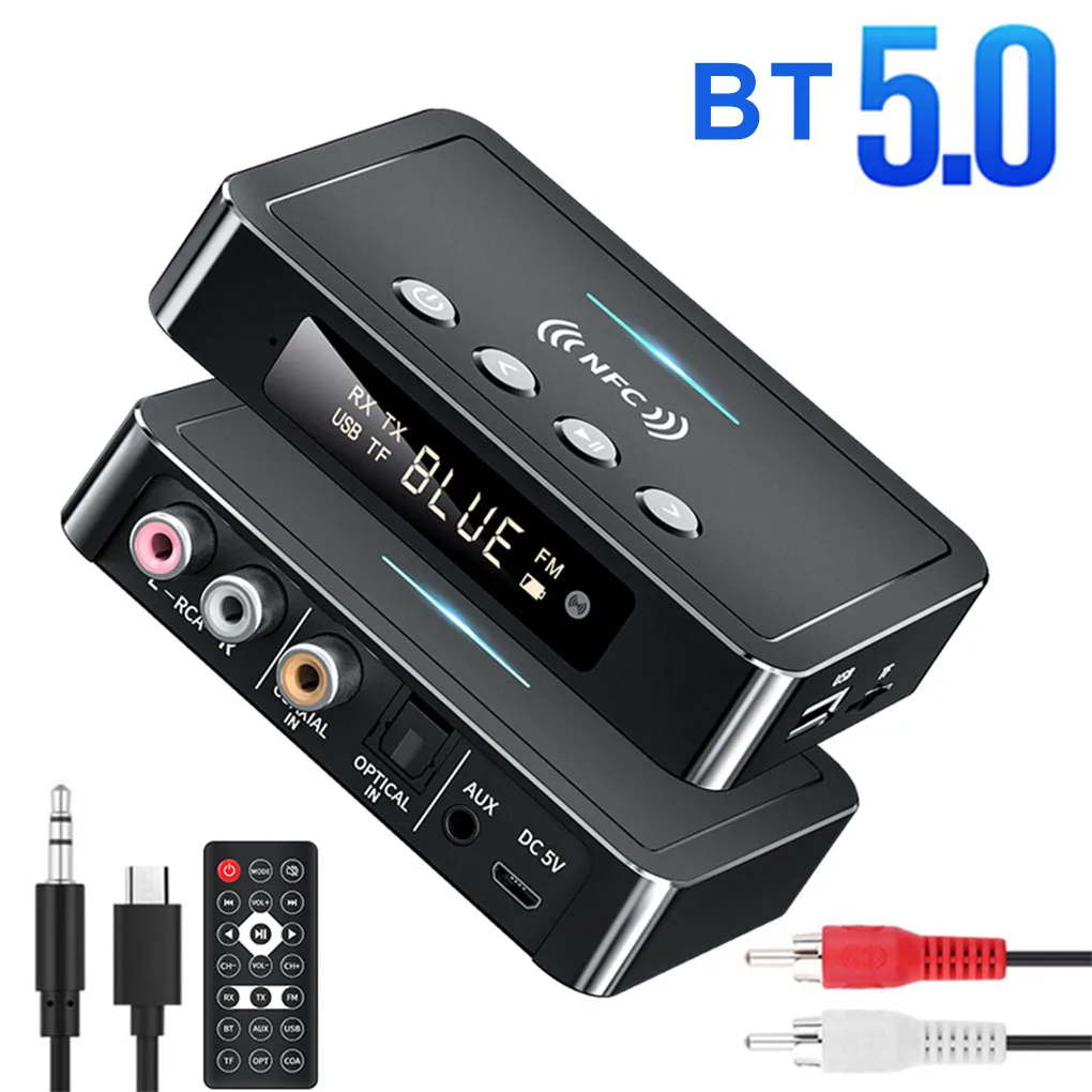 

Bluetooth-compatible 5.0 Receiver Transmitter FM Stereo AUX 3.5mm Jack RCA Optical Handsfree Call NFC Bluetooth Audio Adapter013