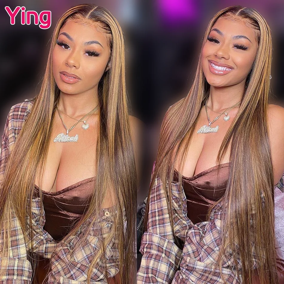 

Ying 4/27 Highlight Omber Honey Blonde Peruvian Straight 13x4 Lace Front Wig PrePlucked 5x5 Transparent Lace Wig 13x6 Lace Wig