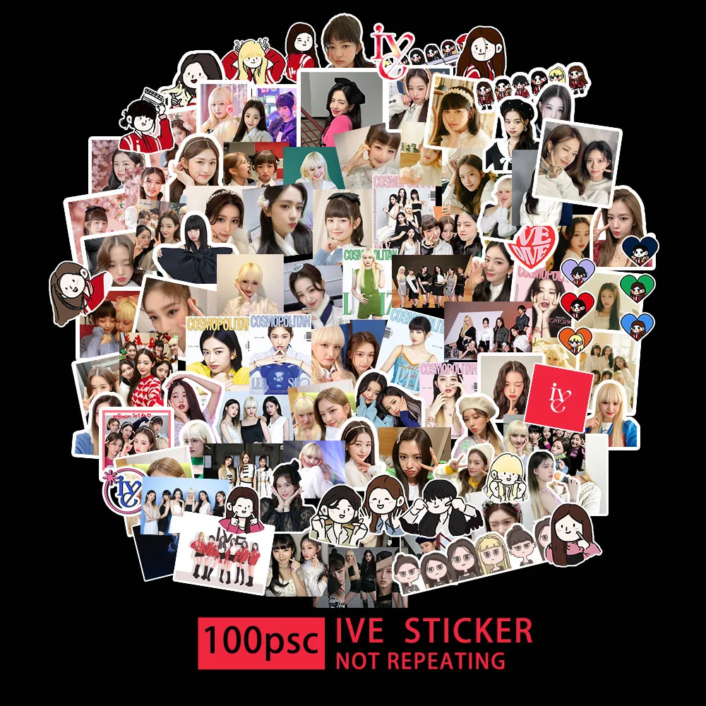 

100Pcs NEW Kpop IVE Album MINIVE Sticker Refrigerator Car Helmet Notebook Stickers Wonyoung Yujin Liz Gaeul Rei Leeseo Fans Gift