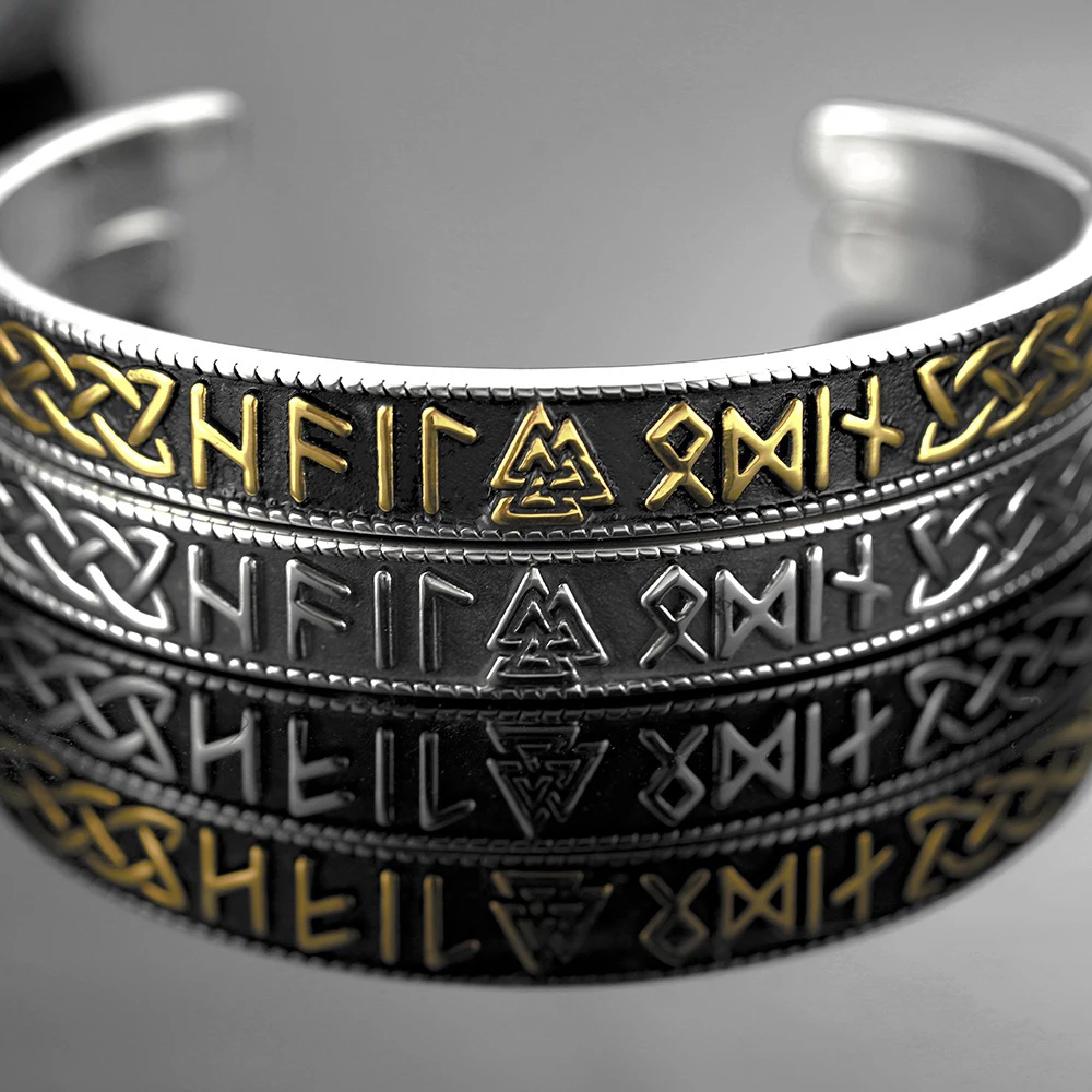 

316L Stainless Steel Nordic 24 Rune Talisman Totem Viking Bracelet for Men Fashion Vintage Viking Valknut Bracelet Jewelry Gift