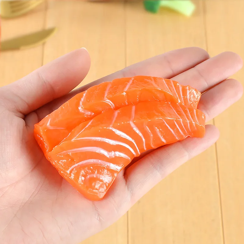 

ZOCDOU 1 Piece PVC Simulation Double-layer Salmon Small Statue Figurine Crafts Figure Ornament Miniatures Home Decoration