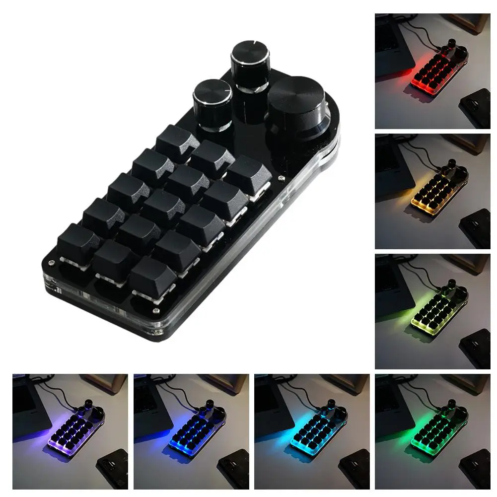 Programming Macro Custom 15 Keys 3 Knob Keyboard RGB Copy Paste Mini Button Photoshop Gaming Keypad Mechanical Hotswap Macropad