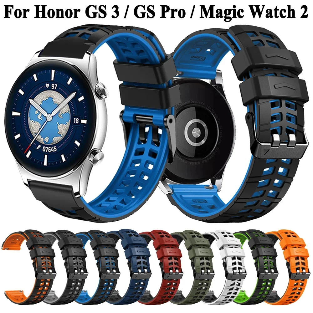 Фото Ремешки для часов MagicWatch 22 мм для HONOR Watch GS 3/GS Pro, силиконовые ремешки, ремешки для HONOR Magic Watch 2, 46 мм, браслеты, браслеты №1