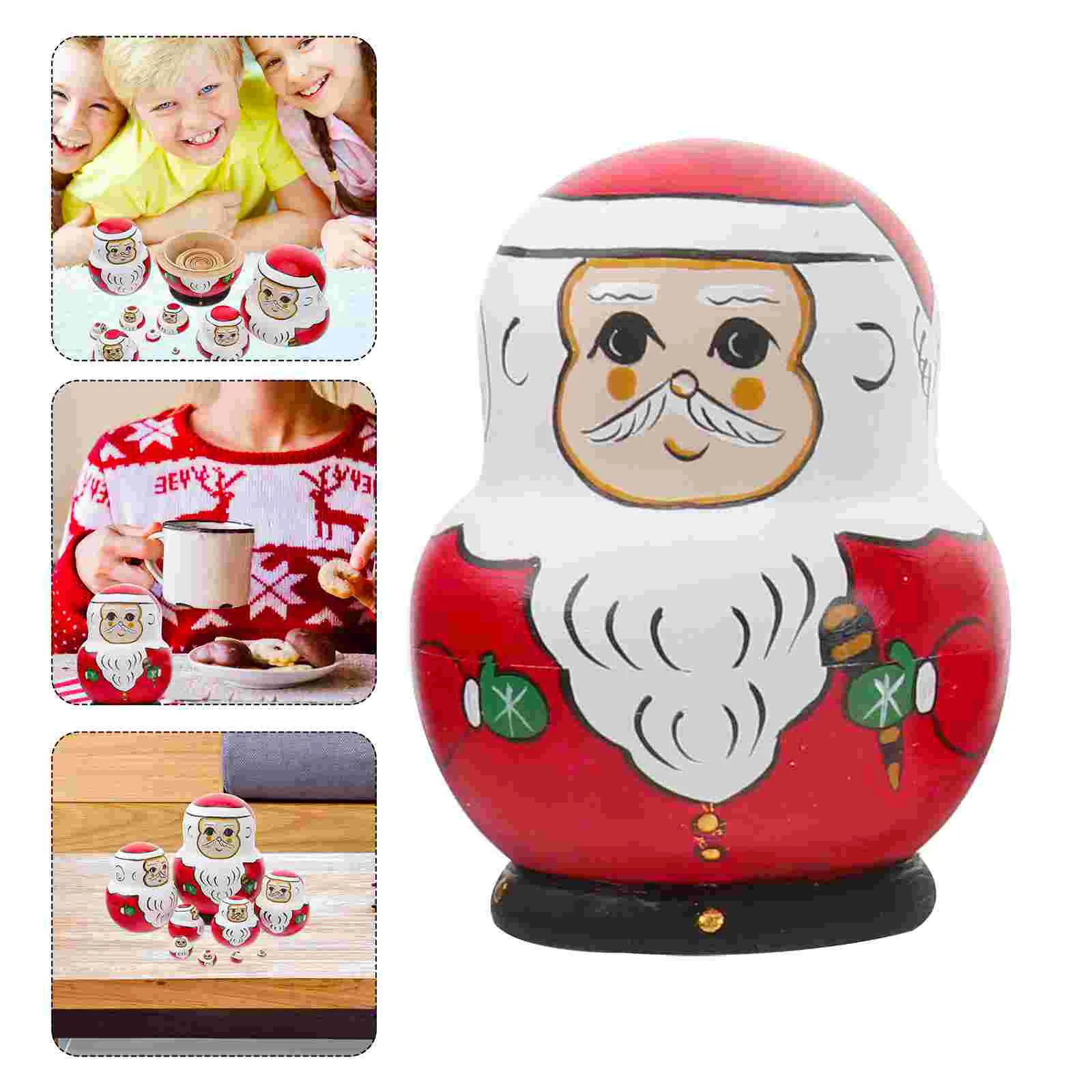 

Nestingrussianchristmas Дед Мороз деревянная игрушка бабушкированные фигурки штабелирование Санты деревянный подарок орнамент настольные игрушки
