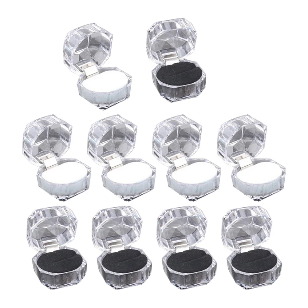 

Box Ring Jewelry Weddinggift Holder Gifts Case Fiance Her Engagement Storage Display Boxes Small Crystal Clear Proposal