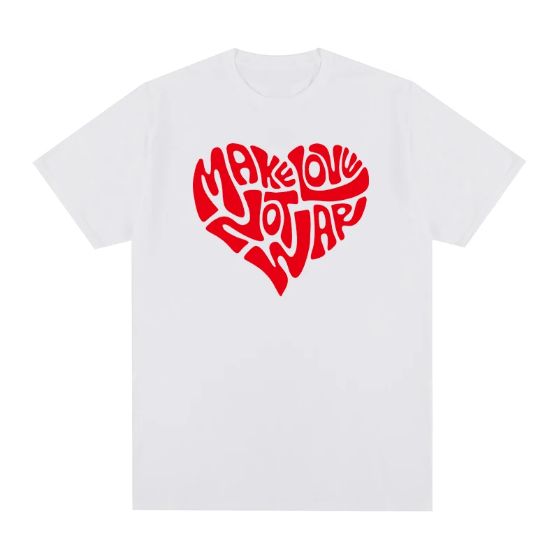 Винтажная футболка с надписью Make Love Not War Хлопковая мужская принтом Stop the Wars No