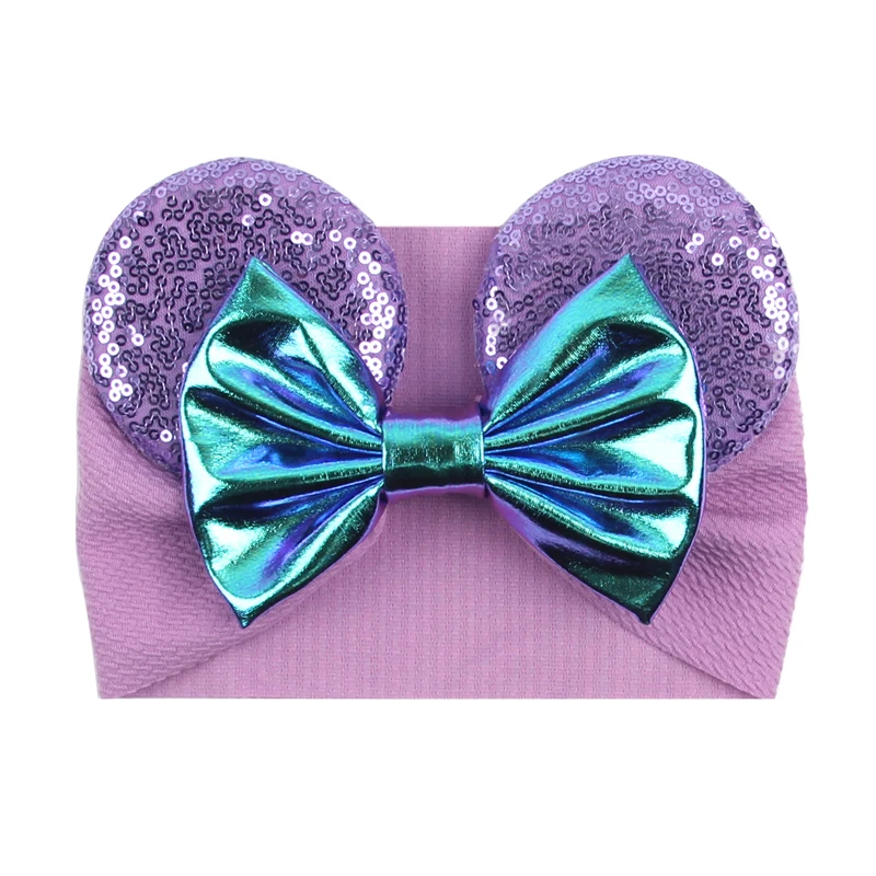 

2023 Cute Mouse Ears Baby Headwrap Sequins Bow Headband For Girls Children Featival Party DIY Hair Accessories Gift